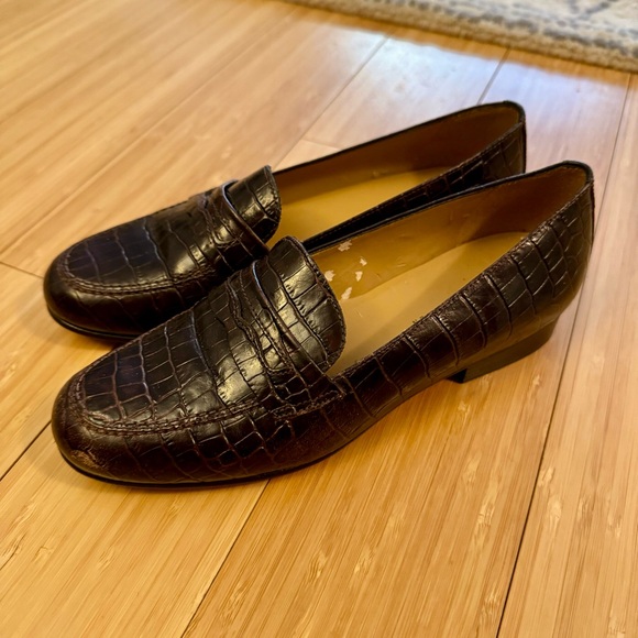 Ralph Lauren Shoes - Ralph Lauren Brown Croc Leather Loafers